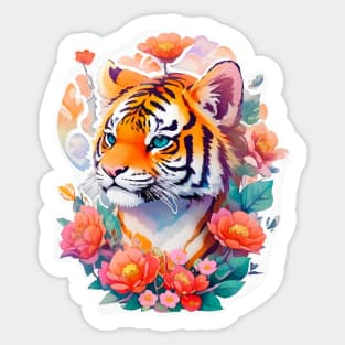 Minimal Cute Baby Tiger Sticker